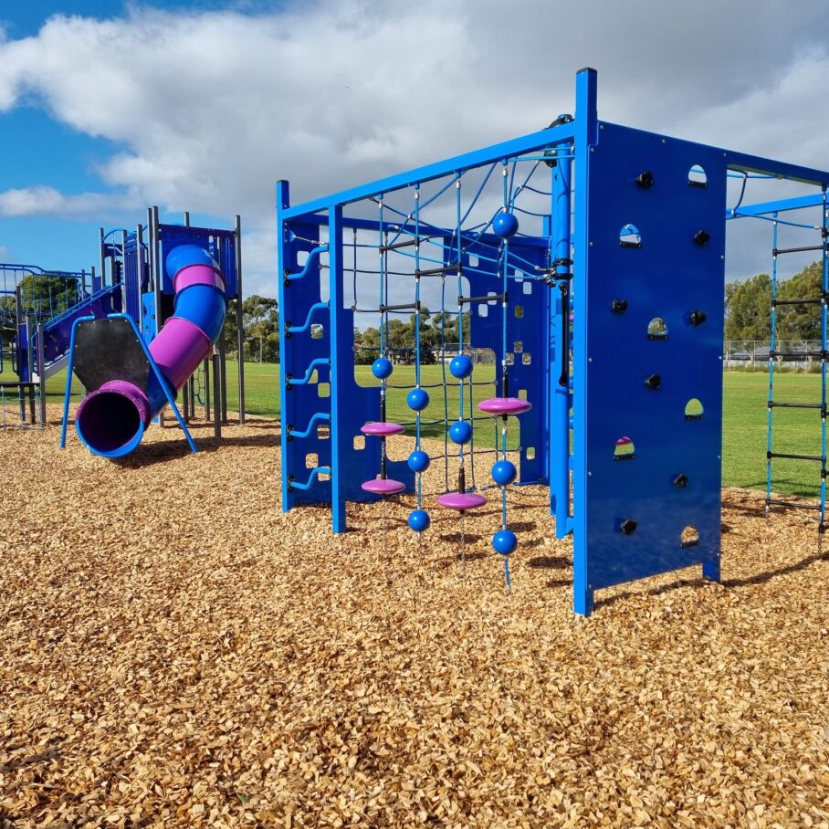 Blue outdoor school playground