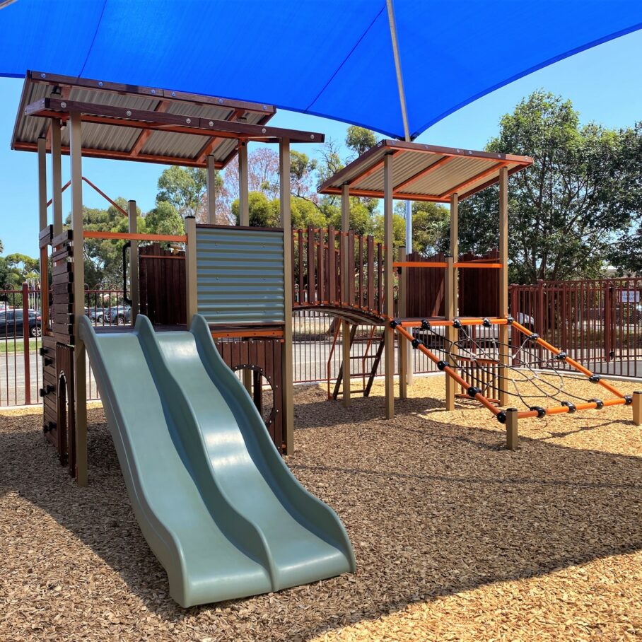Outdoor school's playground with slide